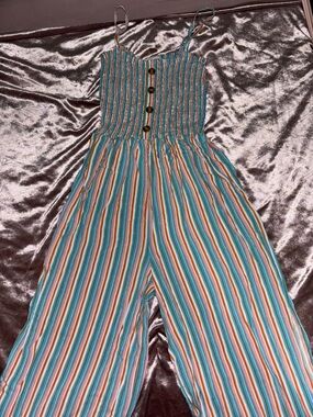 Almost Famous Multicolor Striped Smocked Button Tank